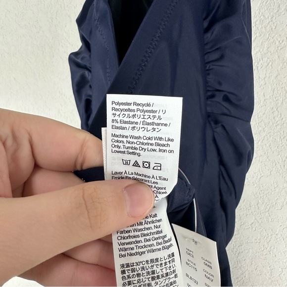 NEW J.Crew Navy Blue Gemma Ruched Bandeau Halter Strap One Piece Swim Swimsuit 6 - Picture 6 of 8